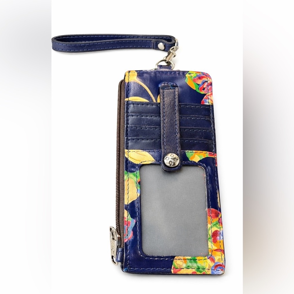 Patricia Nash Navy Floral Leather Wristlet